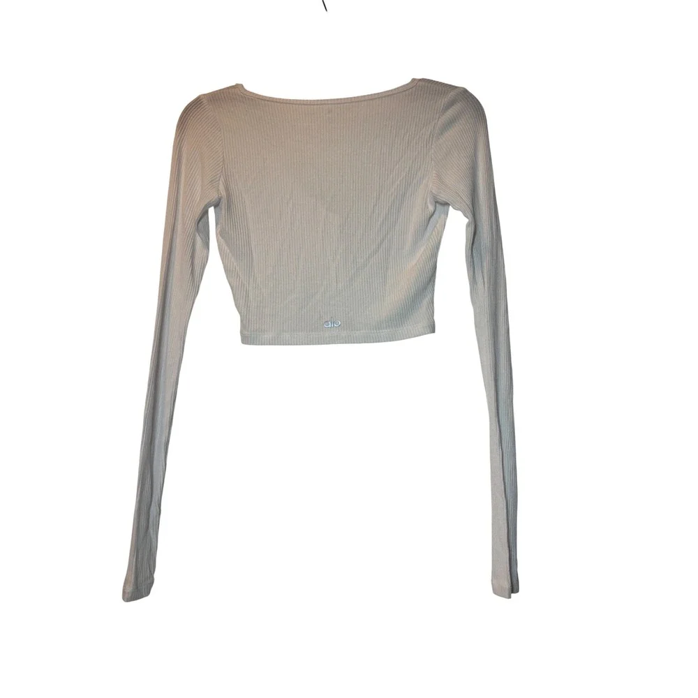 Alo Yoga White Ribbed Cropped Whisper Cardigan - XS